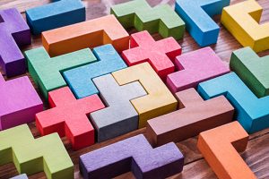 Jigsaw of coloured blocks