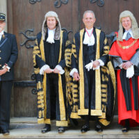 Master of the Rolls Sir Terence Etherton, Lord Chancellor The Rt Hon. David Lidington MP, the Lord Chief Justice the Rt Hon The Lord Thomas of Cwmgiedd and the Tipstaff Richard Cheesley.