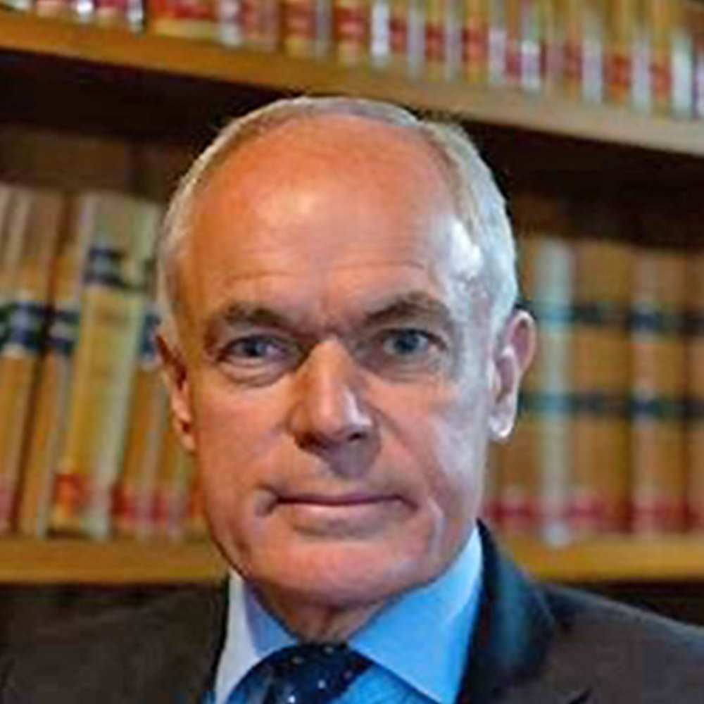 Lord Justice Dingemans, wearing suit and tie, with books behind him