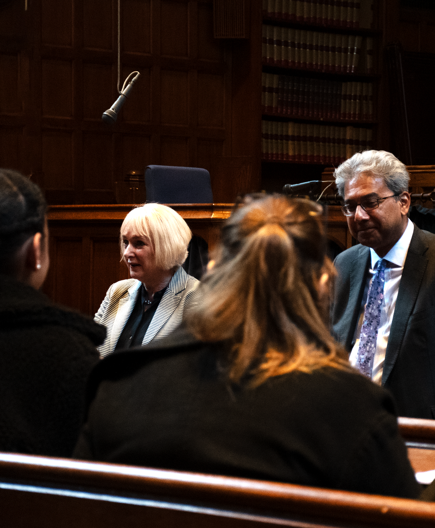 Judges speaking to students